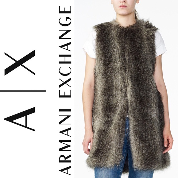 NWT Armani Exchange Long Fur Vest - Picture 1 of 6